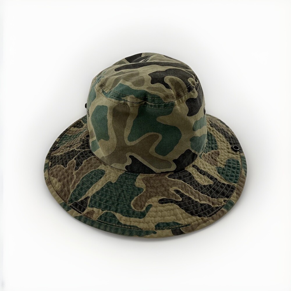 Camo Bucket Hat Boonie Size Small Mens Green Cotton Army Outdoor Hiking Fishing